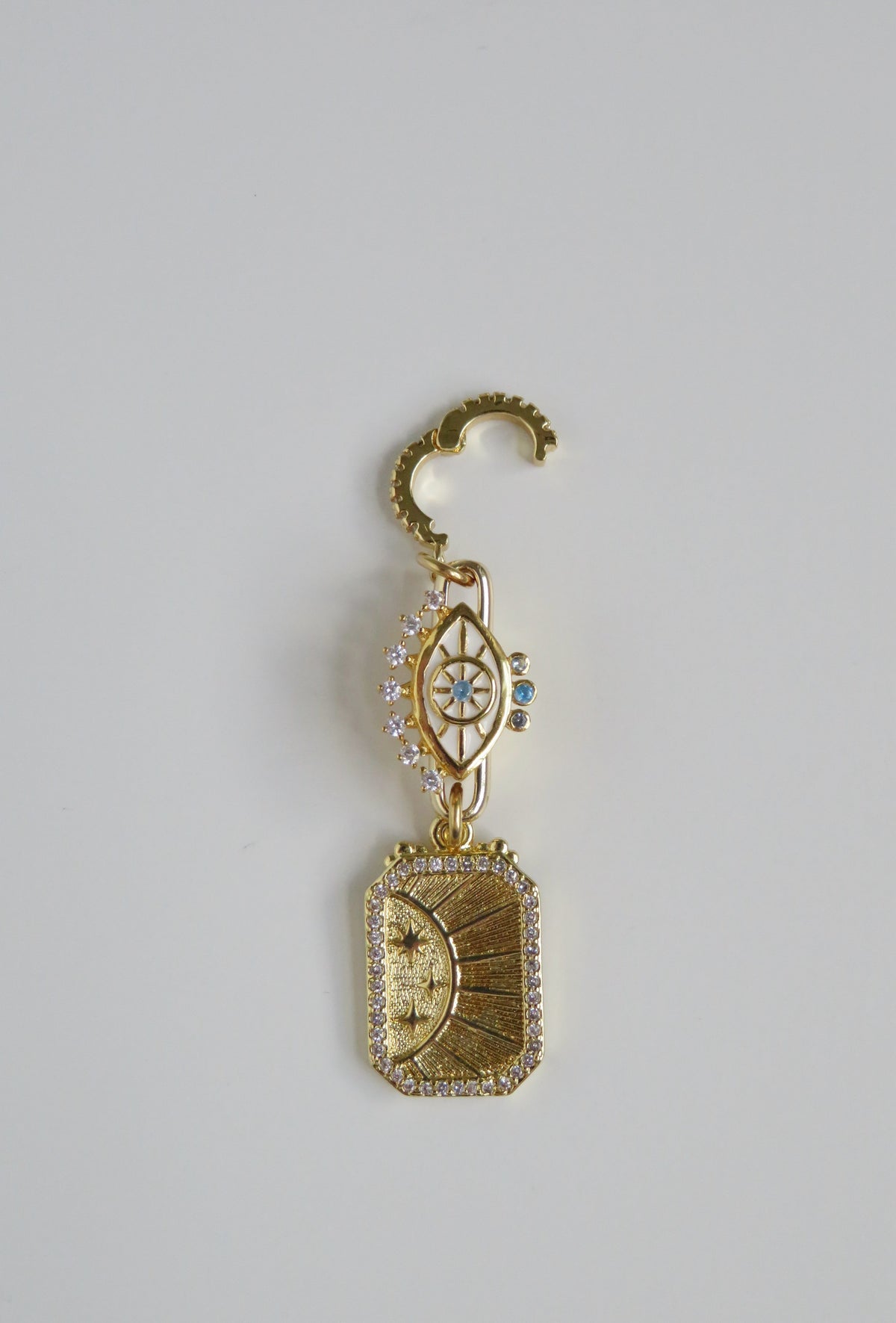 Evil Eye & Sun Hinged Clasp Lariat Chain - Figaro Link