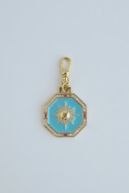 Turquoise Ray of Light Sun Pendant - Swivel Clasp