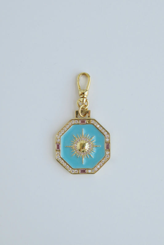 Turquoise Ray of Light Sun Pendant - Swivel Clasp