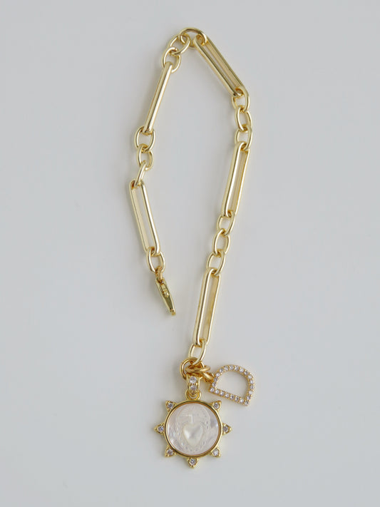 Perla Sacred Heart Initial Bracelet