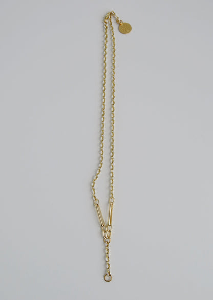 White Oval Link Lariat Charm Holder Necklace