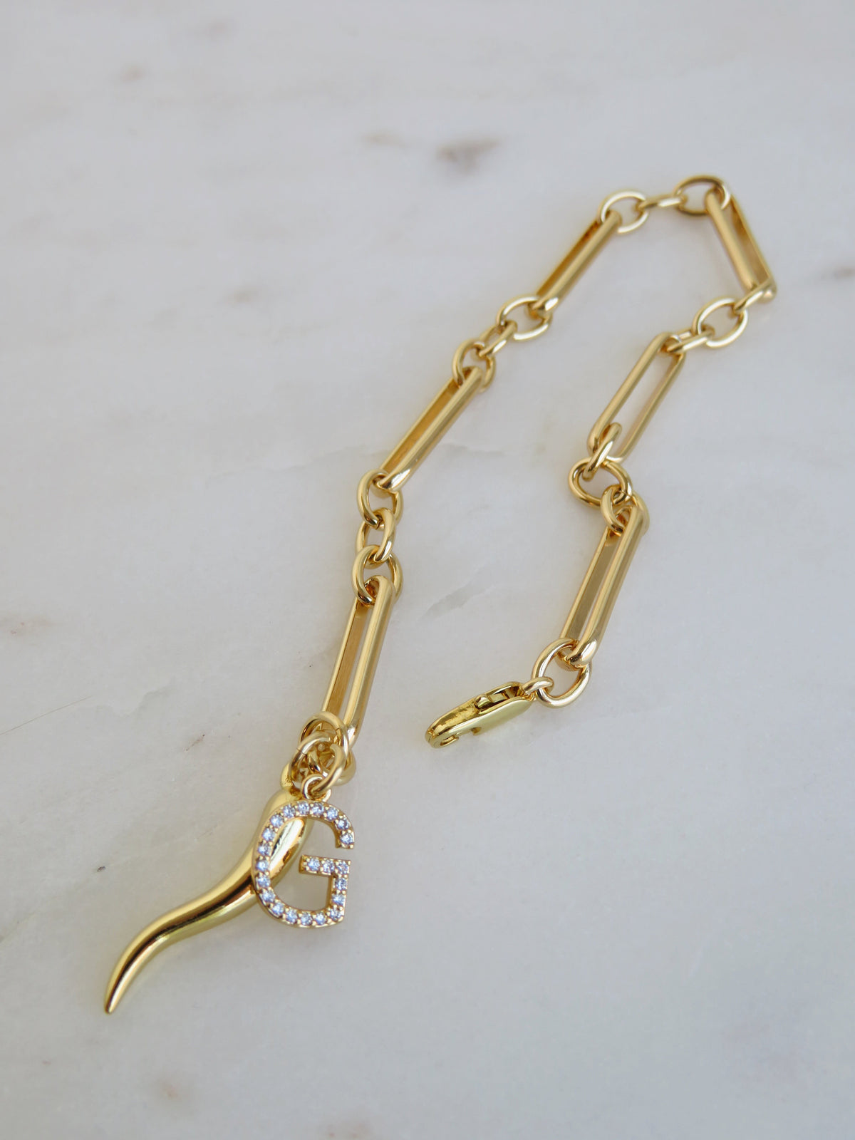 Cornicello Initial Bracelet