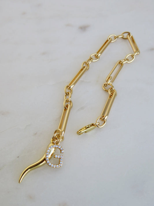 Cornicello Initial Bracelet