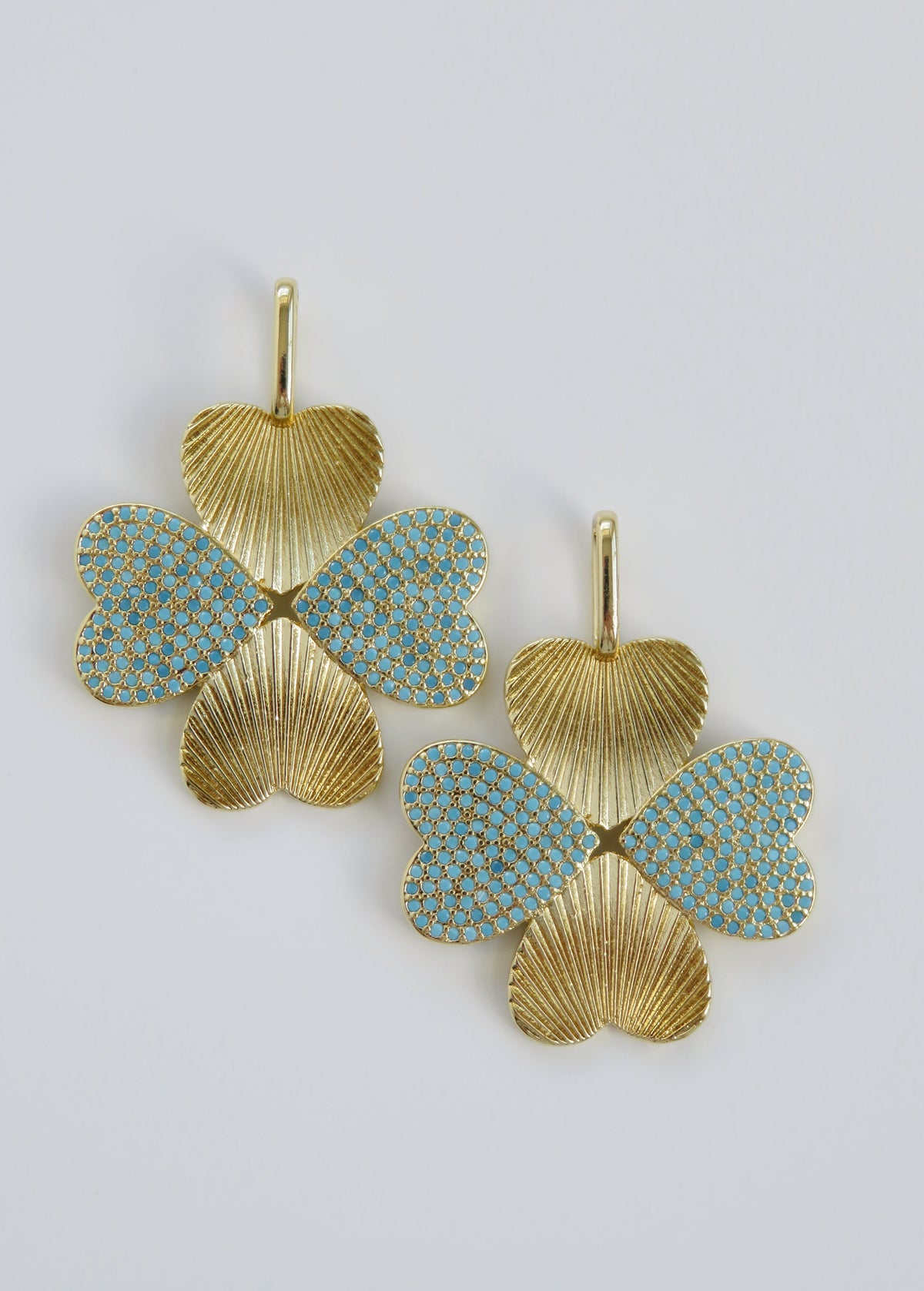 Turquoise Diamond Heart Clover Charm