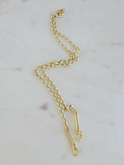 White Oval Link Charm Holder Necklace - Clicker Clasp - add charms