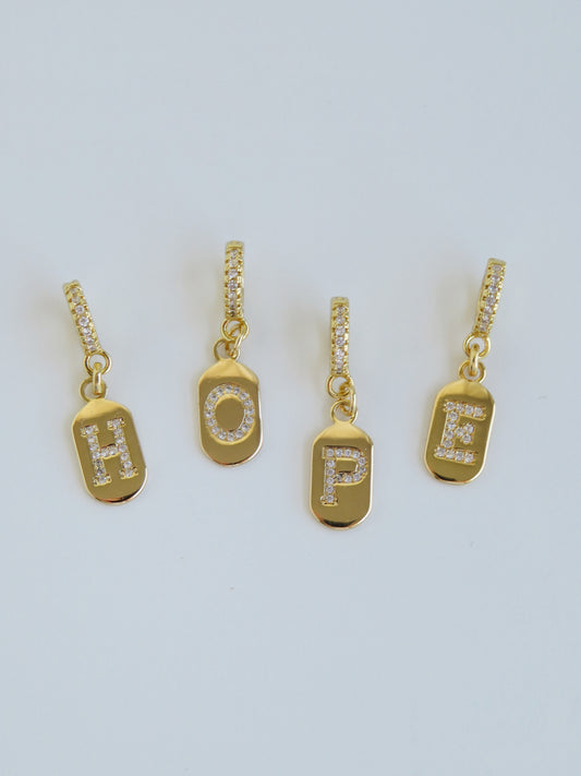 Diamond Initial Tag Charm with Diamond Clasp
