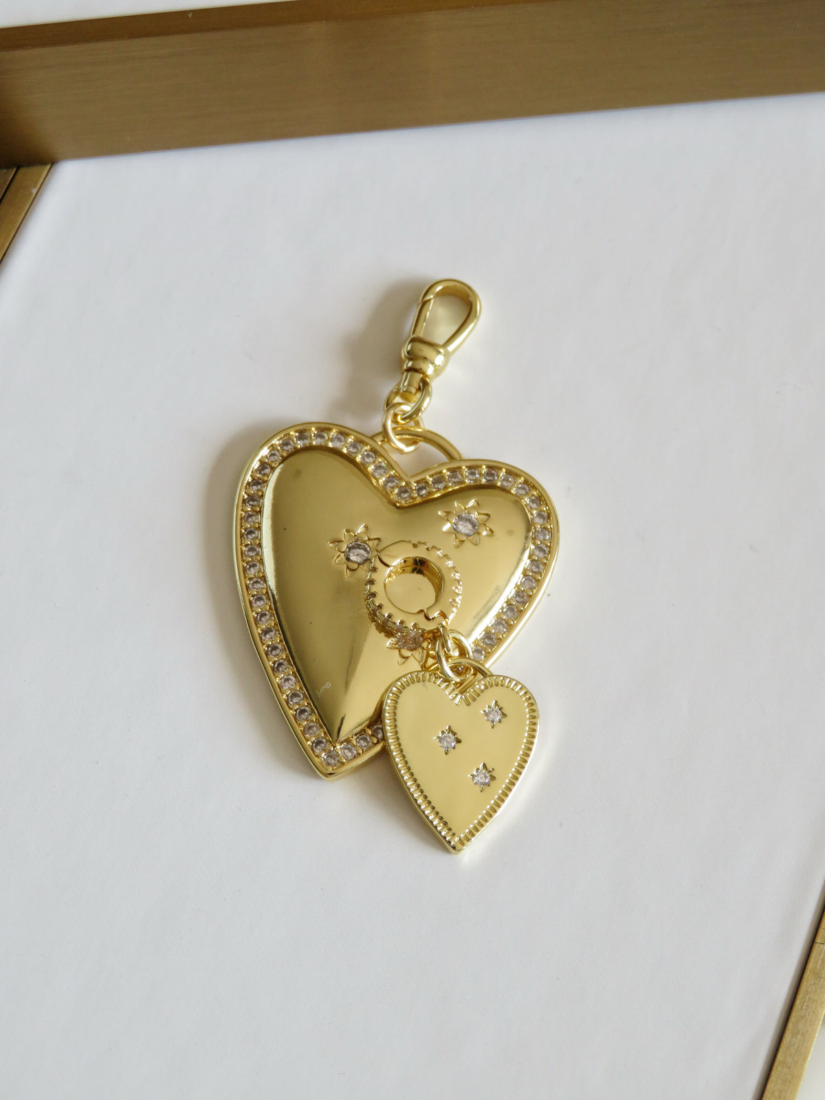 Celestial Heart Charm on Diamond Hinged Clasp