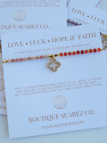 Love. Luck. Hope. Faith - Kira Clover Bracelet