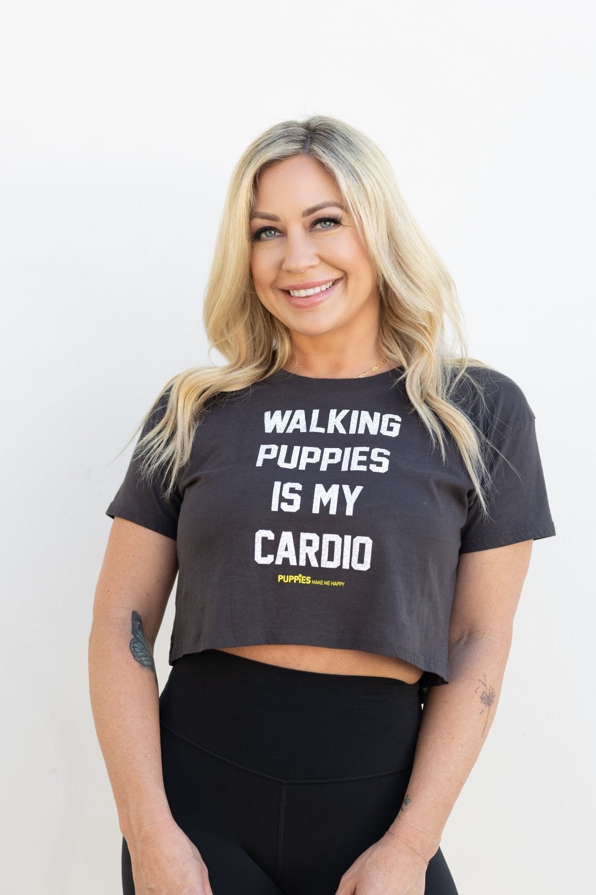 Walking Puppies is My Cardio Crop Tee | Gift for Dog Moms | Made in USA
