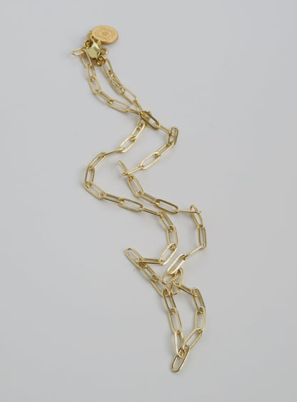 Small 16k Paperclip Link Necklace - add hinged clasp charms