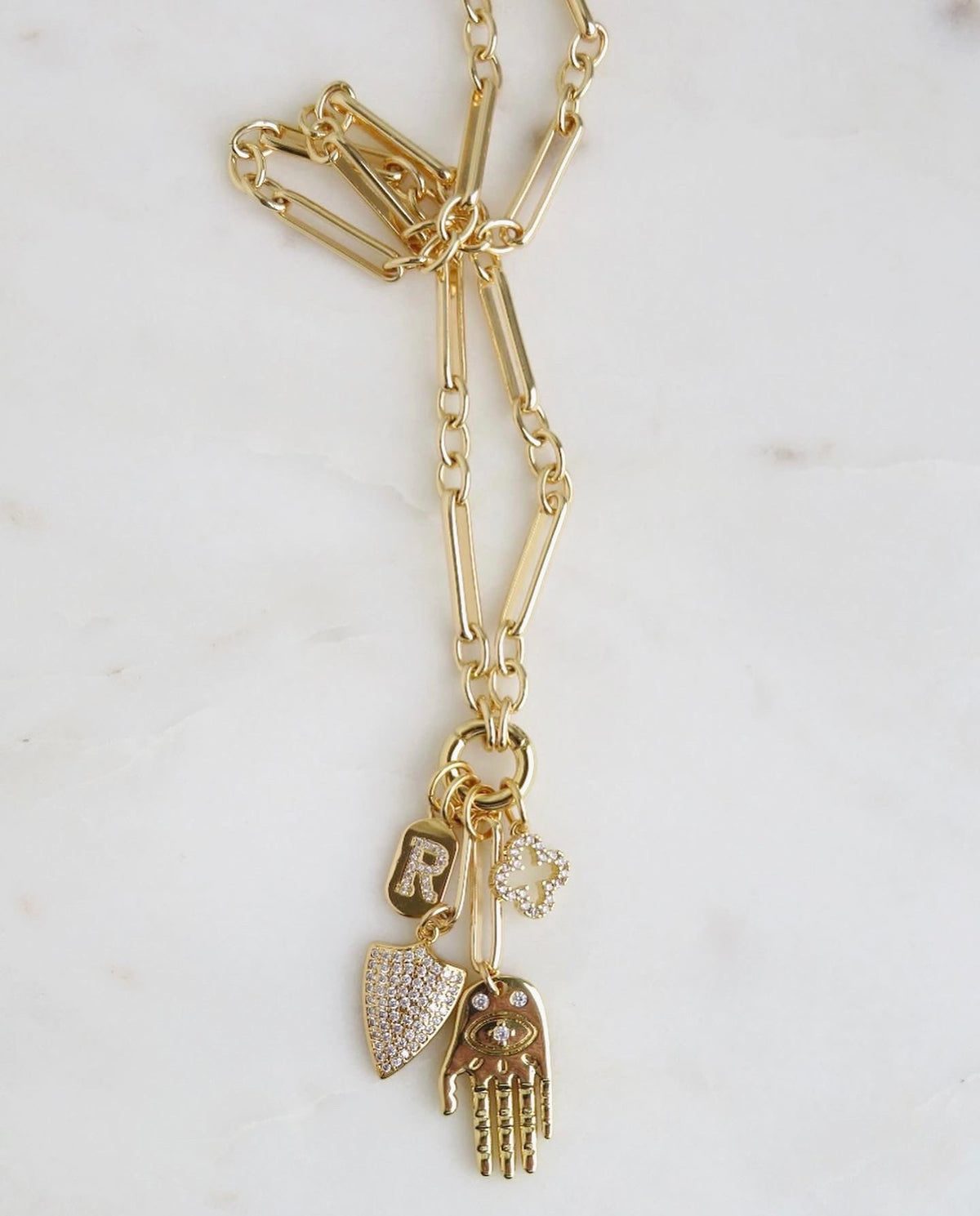 Protect Your Blessings Charm Cluster Necklace