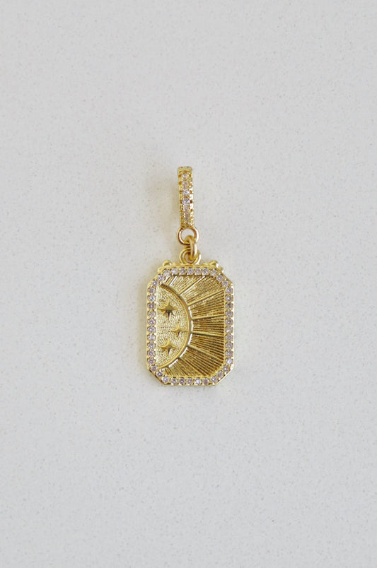 Diamond Sun Tag Charm on Diamond Hinged Clasp