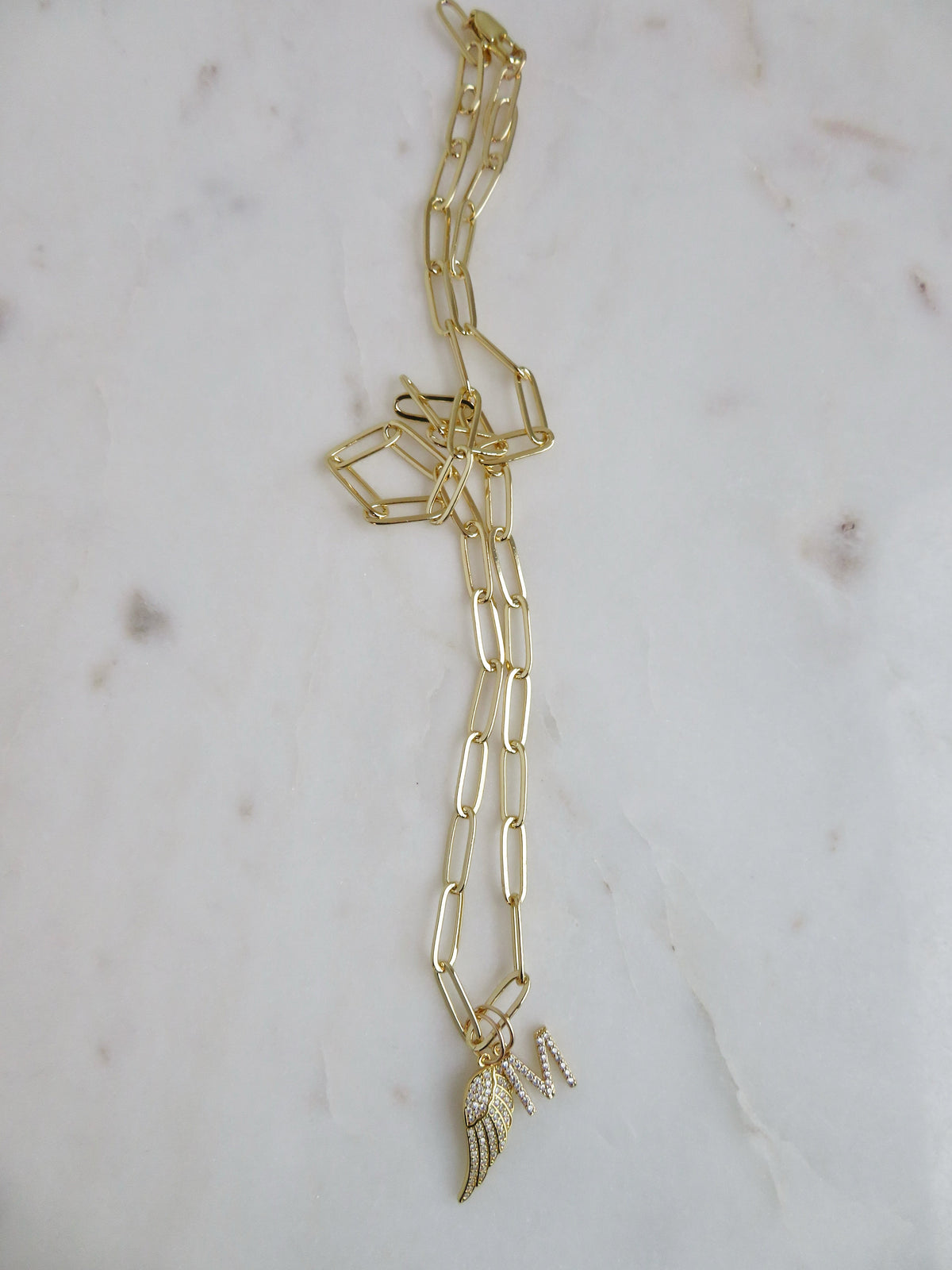 Divine Guidance Angel Wing Initial Necklace