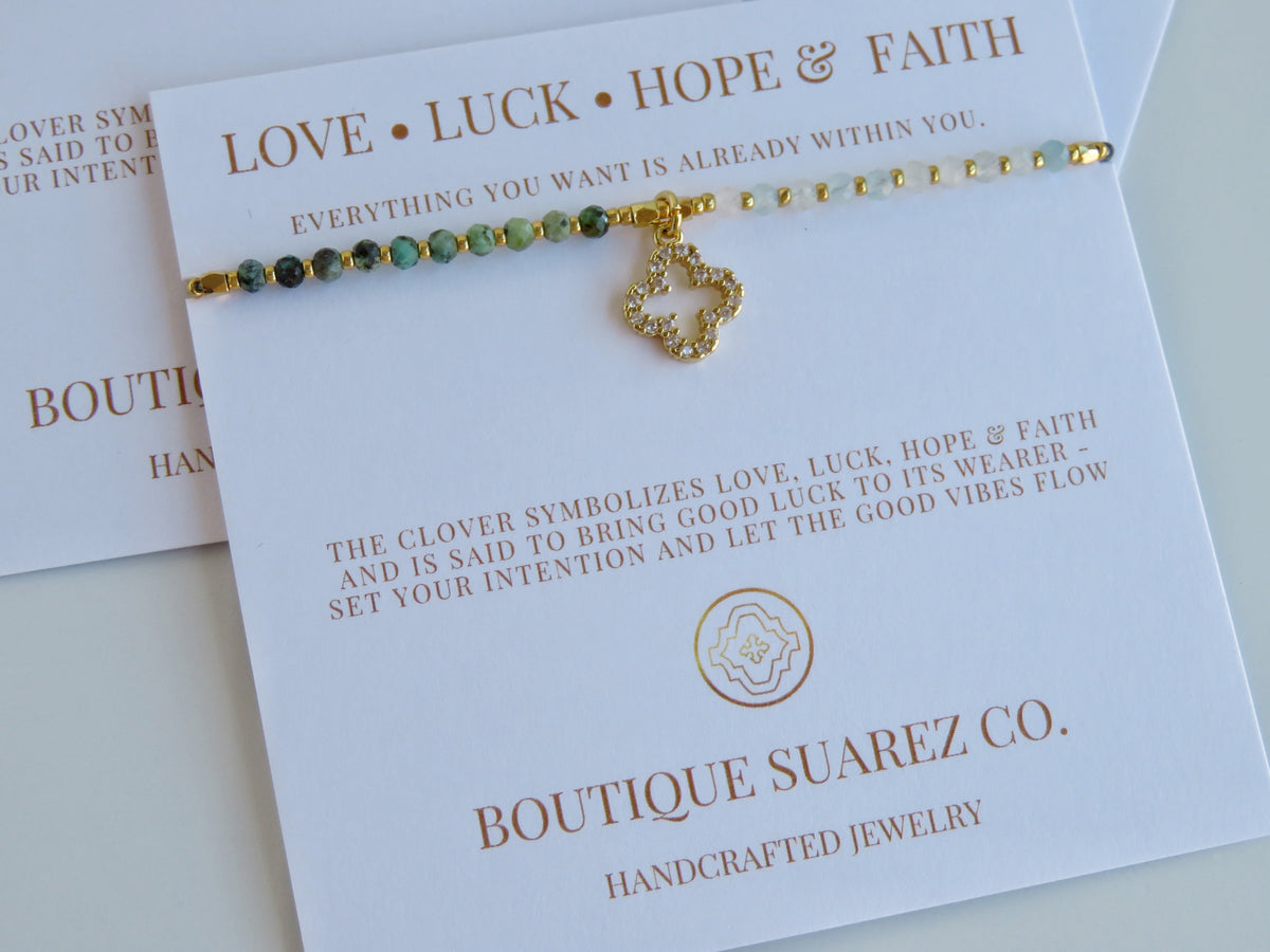 Love. Luck. Hope. Faith - Kira Clover Bracelet