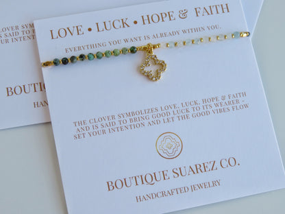 Love. Luck. Hope. Faith - Kira Clover Bracelet