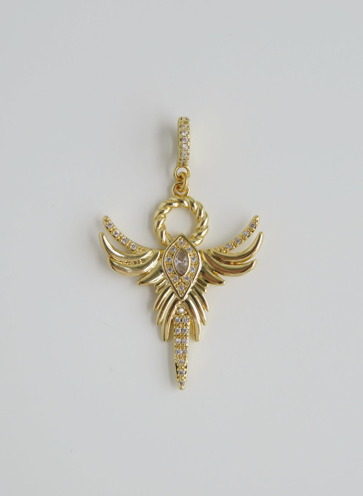 Phoenix Angel Charm on Diamond Clasp