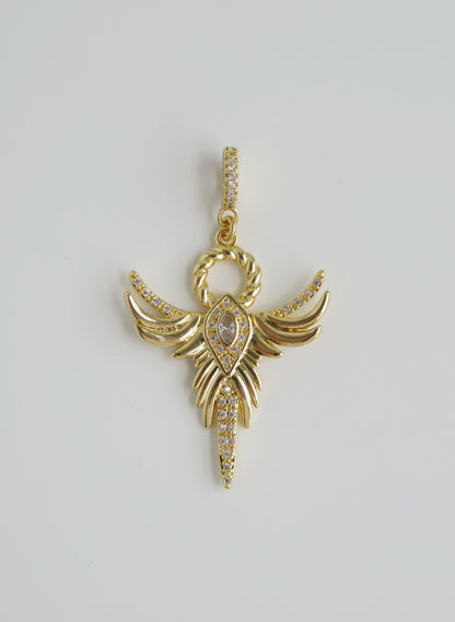 Phoenix Angel Charm on Diamond Clasp