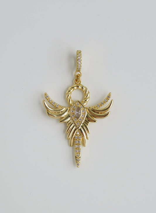 Phoenix Angel Charm on Diamond Clasp