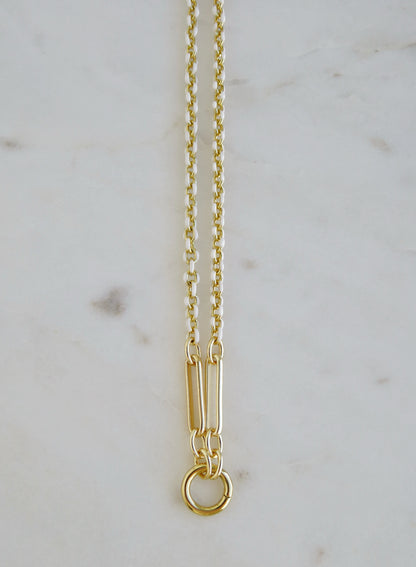 White Oval Link Charm Holder Necklace - Clicker Clasp - add charms