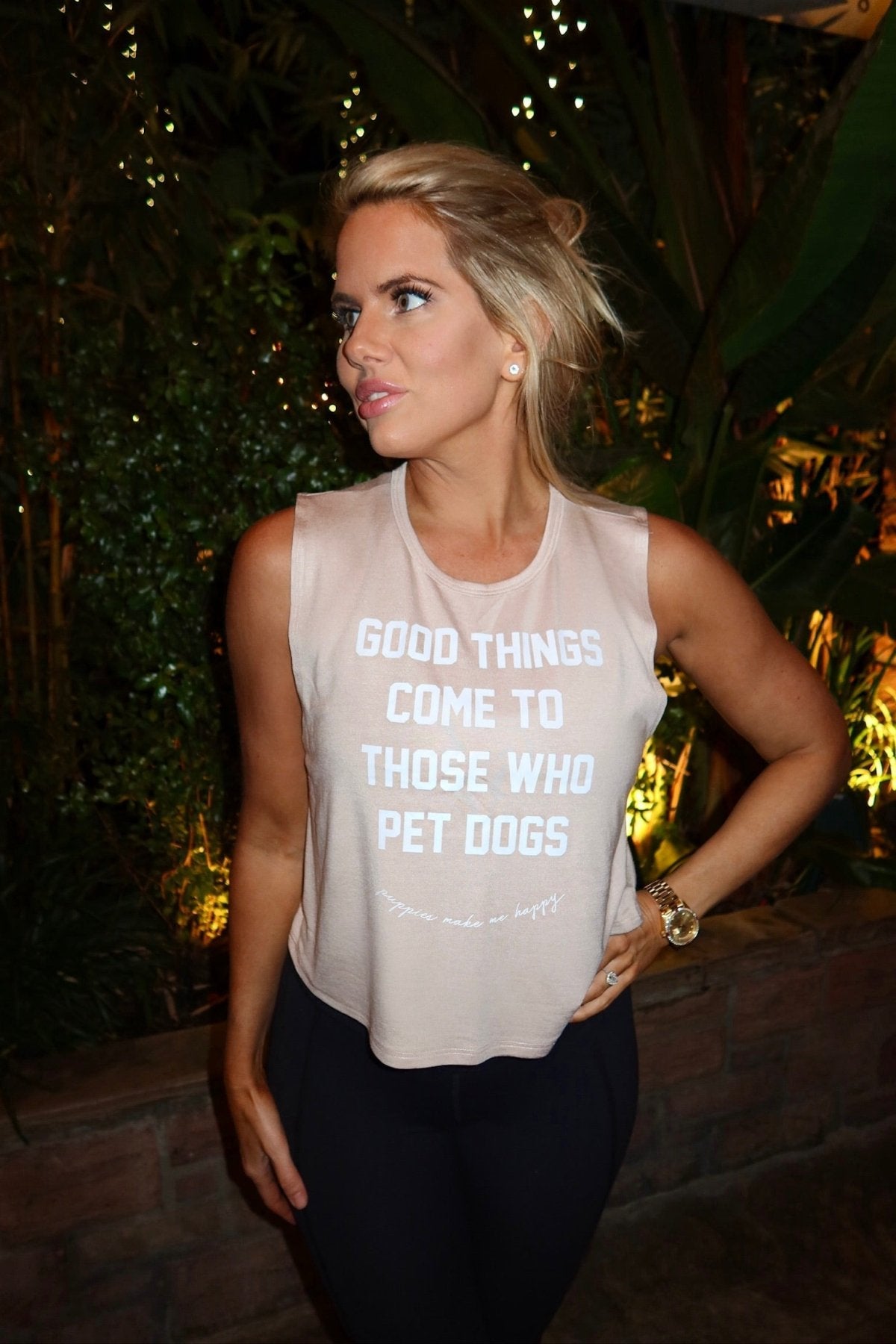 Good Things Come To Those Who Pet Dogs Crop Tank | Soft Made in USA Dog Mom Gift