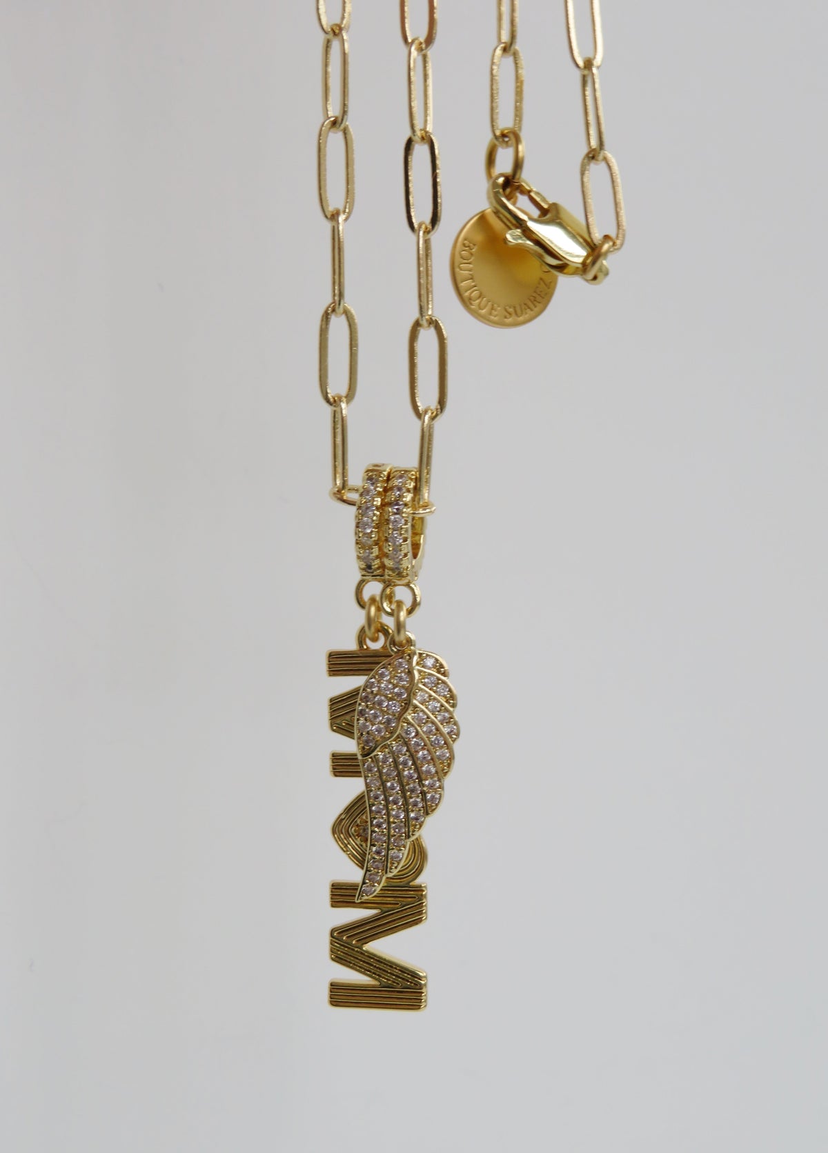 Small 16k Paperclip Link Necklace - add hinged clasp charms