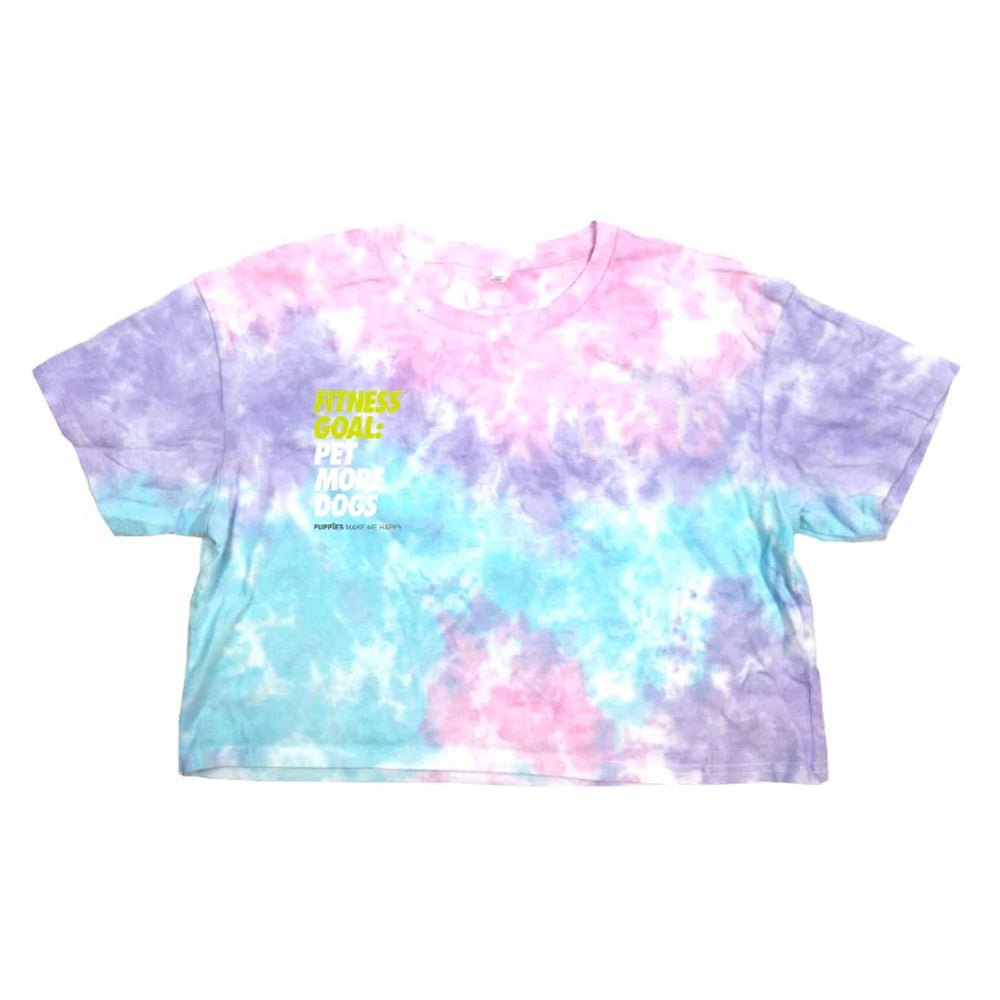 Fitness Goal: Pet More Dogs Cotton Candy Tie Dye Crop Tee | Made in USA | Last One in L