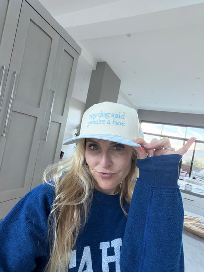 My Dog Said I’m You're a Hoe Snapback Hat - Blue Check