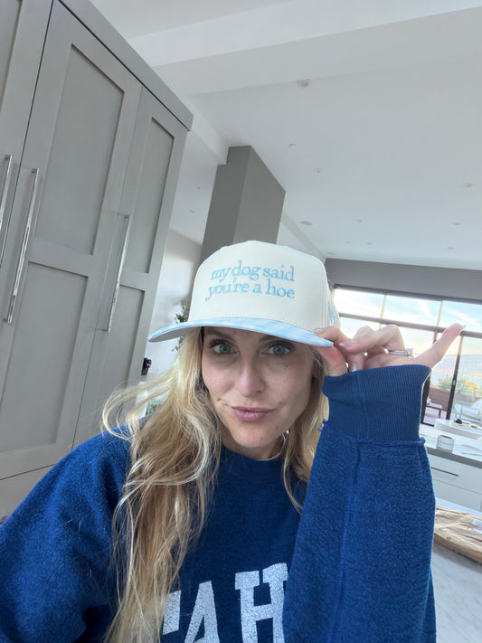 My Dog Said I’m You're a Hoe Snapback Hat - Blue Check