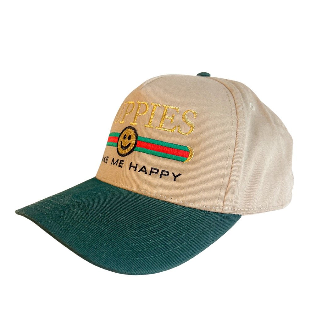 Pup Lux 5 Panel Hat | Dark Green & Khaki | Gold Embroidered Dog Lover Gift | Limited
