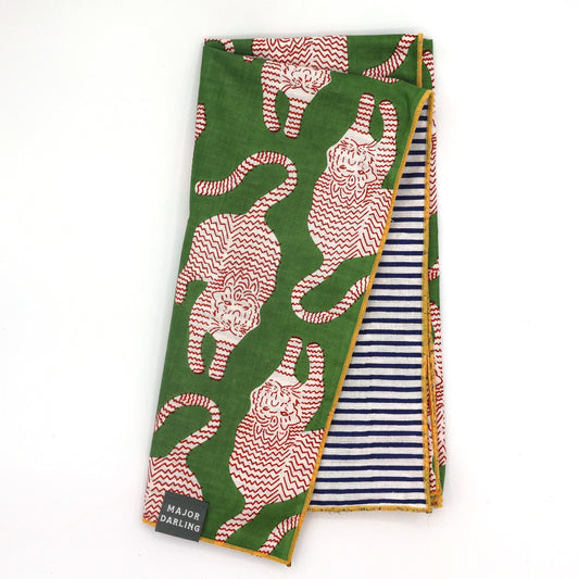 reversible bandana / green tigers + stripes