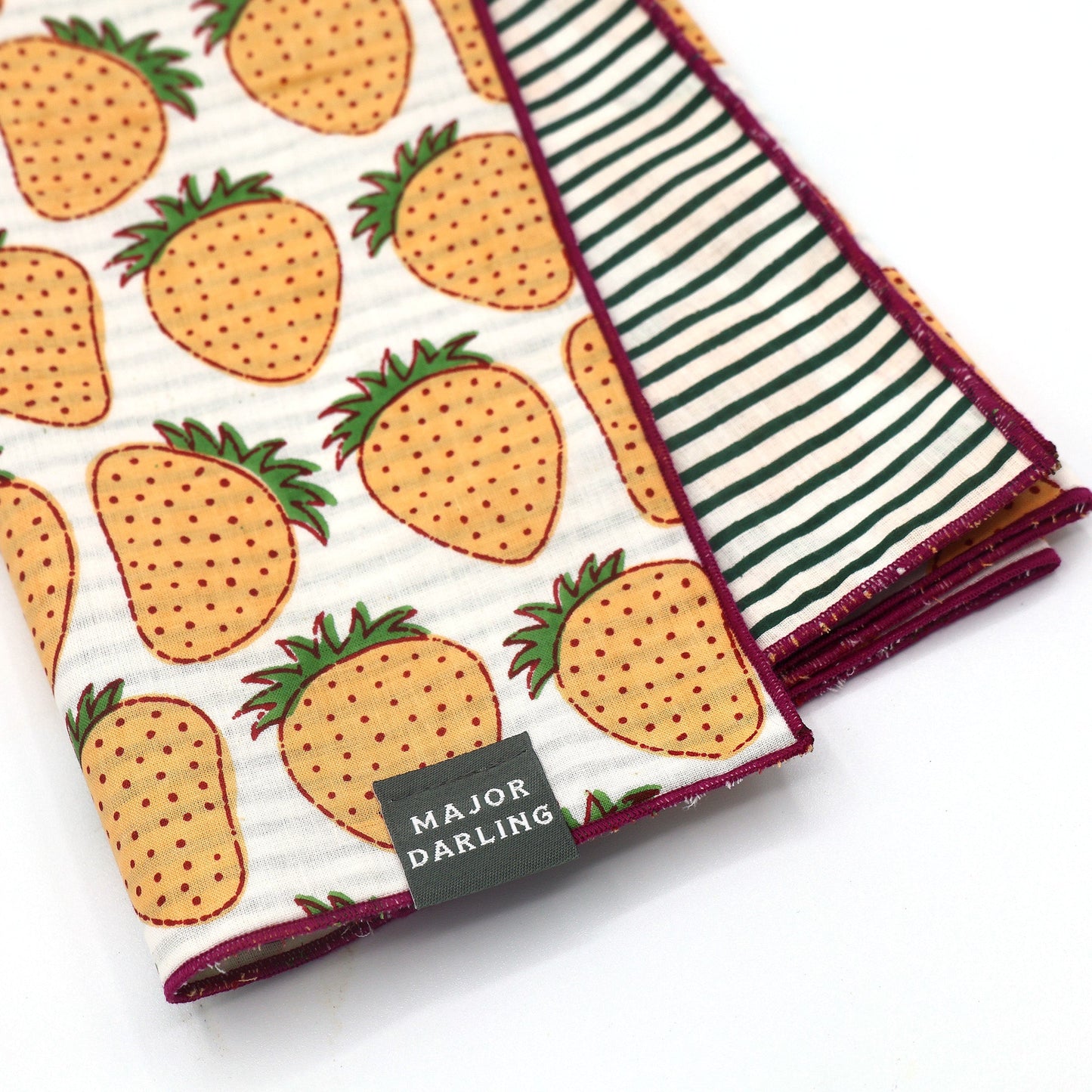 reversible bandana / yellow strawberries + stripes