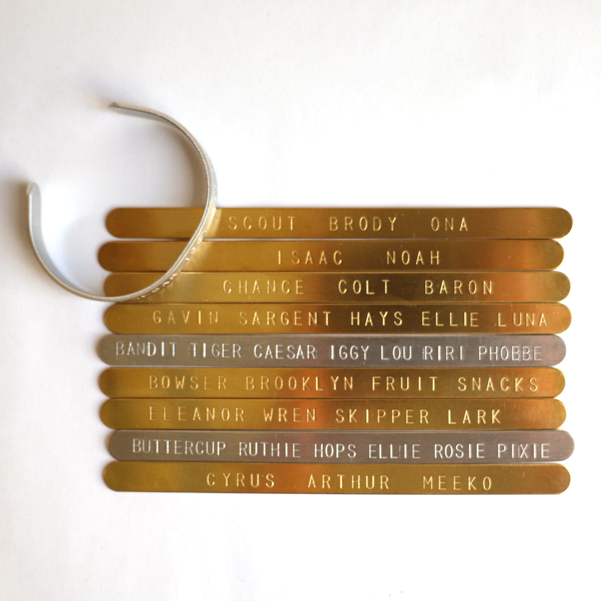 custom hand-stamped dog name bracelet