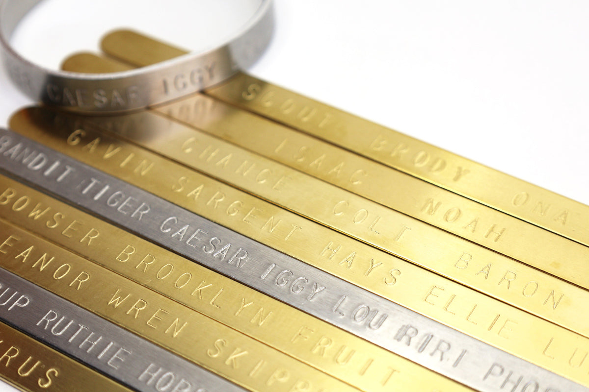 custom hand-stamped dog name bracelet
