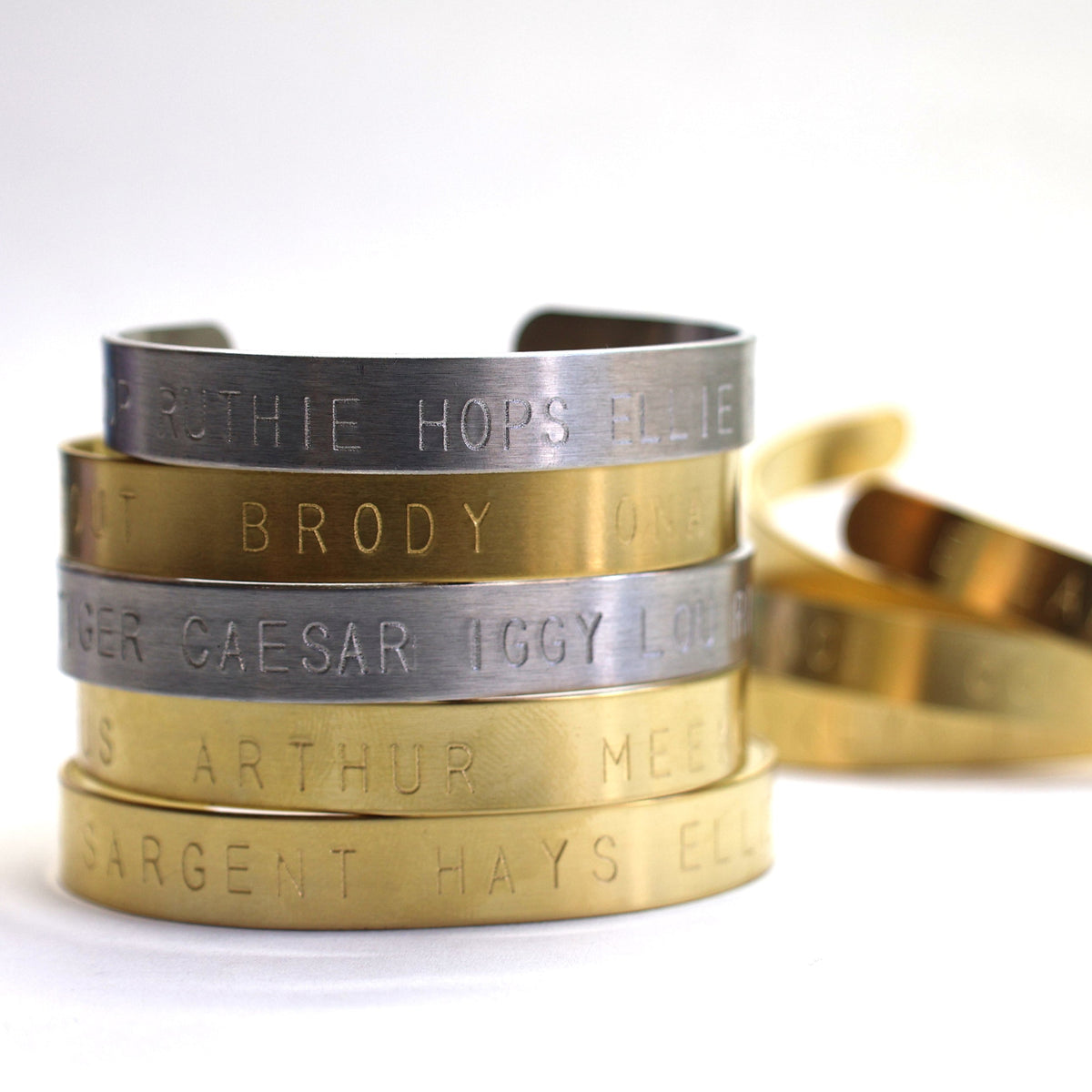 custom hand-stamped dog name bracelet