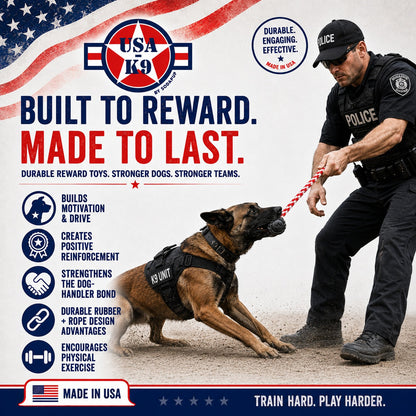 USA-K9 Magnum Stars and Stripes Rubber Dog Toy | K9 Handler Reward Toy | USA Made