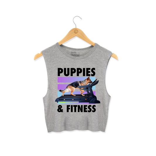 TreadMaster German Shepherd on a Treadmill Crop Top | Gift for Dog Lovers | Made in USA