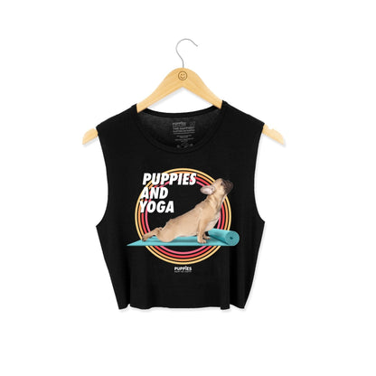 Puppies & Yoga Crop Tank | Gift for Dog Moms Who Do Yoga | Made in USA