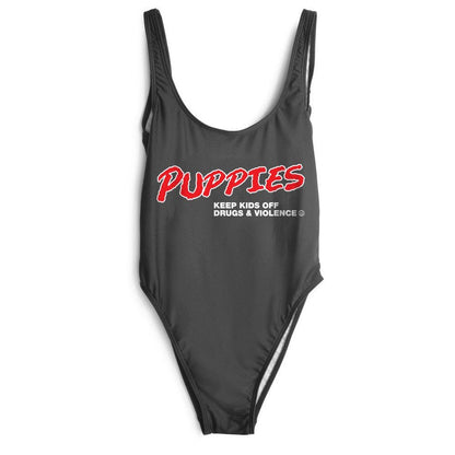 D.A.R.E. Puppies One Piece Swimsuit | Unique Gift for Dog Lovers | Black & Mint Teal