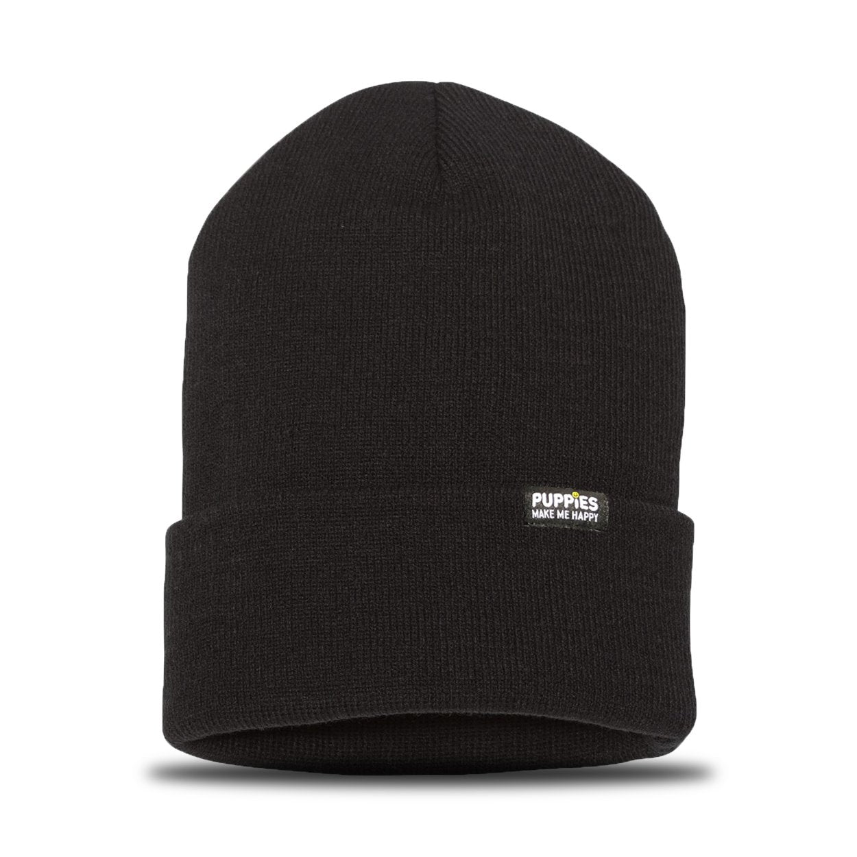 Puppies Make Me Happy Hipster Beanie | Reversible Fold-Over | Gift for Dog Lovers | 5 Colors