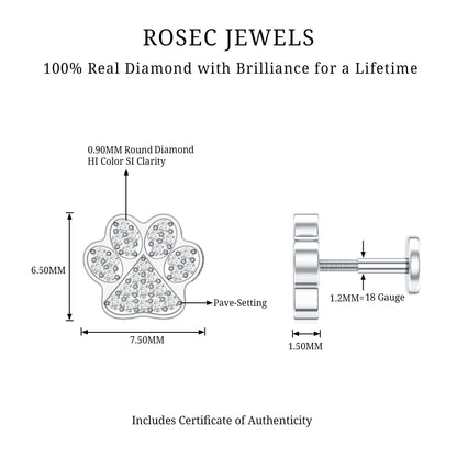 Certified Diamond Paw Cartilage Earring