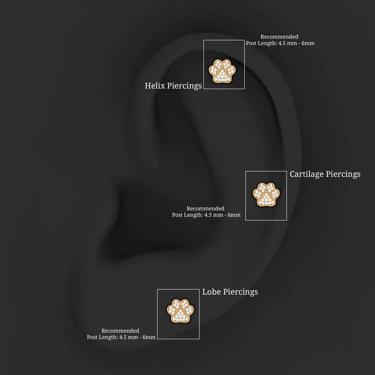 Certified Diamond Paw Cartilage Earring