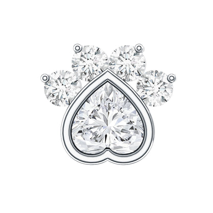 Heart Shape Diamond Dog Paw Print Earring