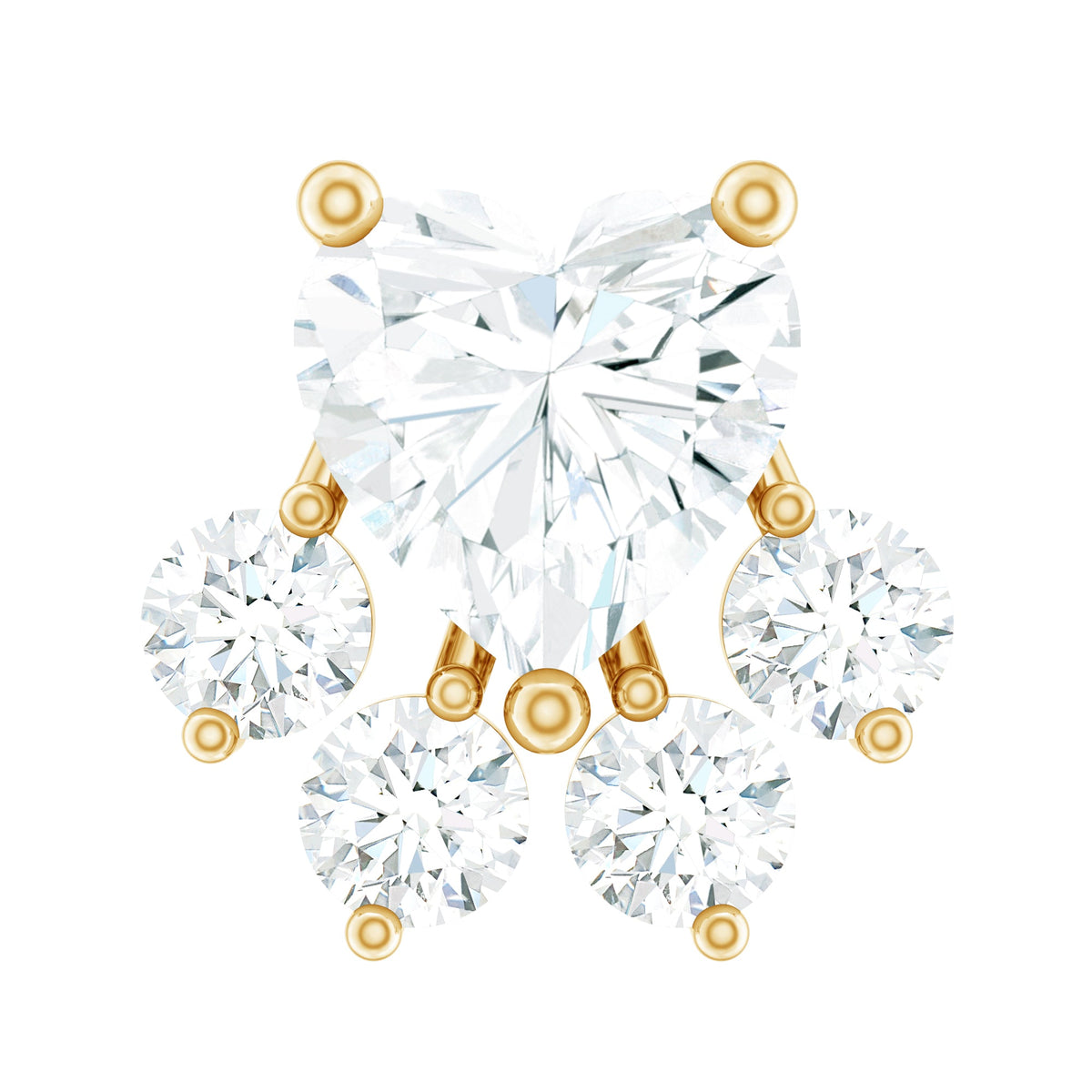 Heart Shape Diamond Dog Paw Earring for Helix Piercing