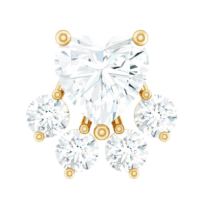 Heart Shape Diamond Dog Paw Earring for Helix Piercing