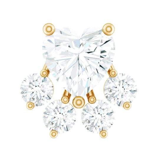 Heart Shape Diamond Dog Paw Earring for Helix Piercing