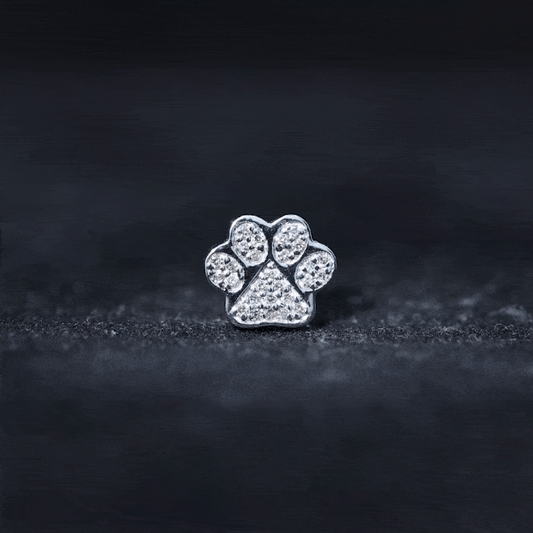 Moissanite Dog Paw Print Earring for Cartilage Piercing