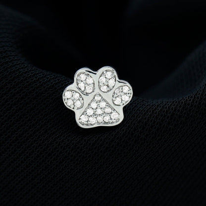 Moissanite Dog Paw Print Earring for Cartilage Piercing