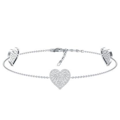 Pave Set Lab Grown Diamond Heart Bracelet for Women