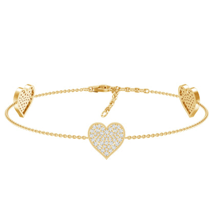 Pave Set Lab Grown Diamond Heart Bracelet for Women