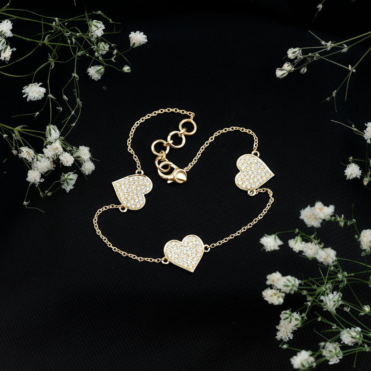 Pave Set Lab Grown Diamond Heart Bracelet for Women
